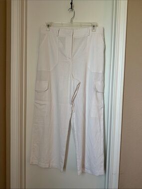 Ellen Tracy White Wide-Leg Cargo Pants